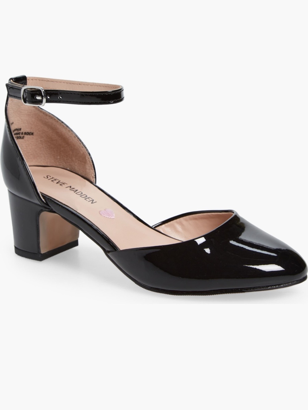 Steve Madden Black Patent Ankle-Strap Block Heel